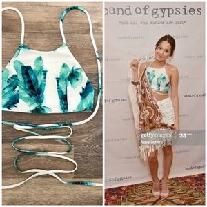 ANGL Tropical Print Halter Top - Size S